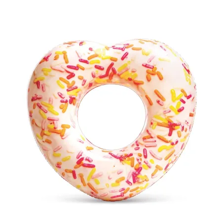 Heart-shaped swimming ring, vibrant colors, perfect for summer fun