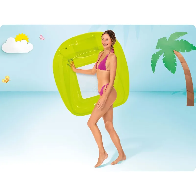 Green inflatable chair INTEX 56802, great for poolside lounging