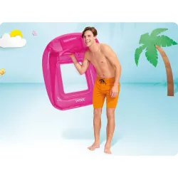 Pink inflatable armchair mattress, perfect for garden or beach use