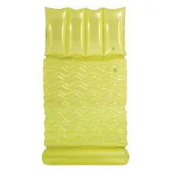 Comfortable lime green swimming mattress, perfect for beach days