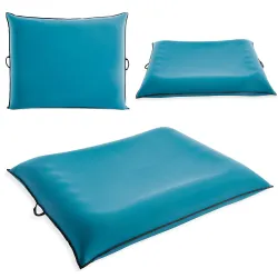 Luxe Lounge inflatable pool mattress with pillow, perfect for water relaxation