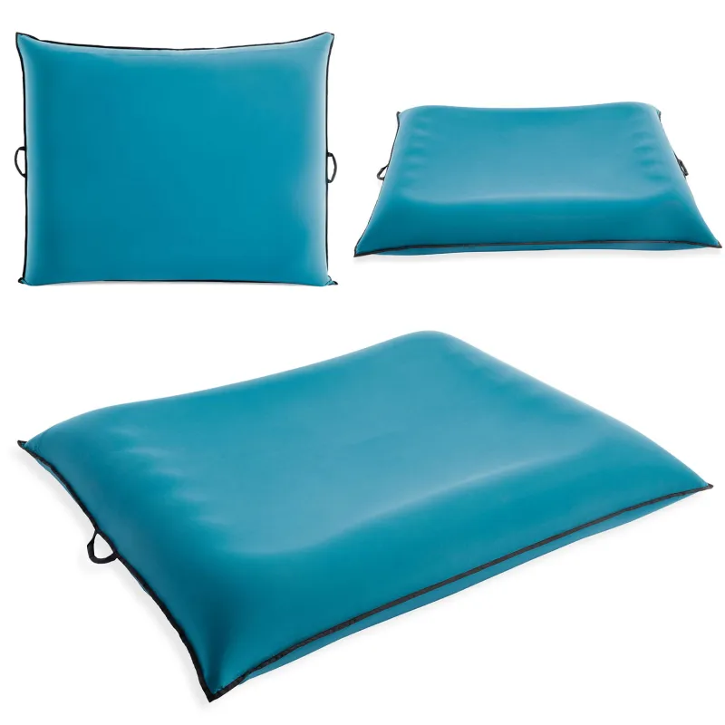 Luxe Lounge inflatable pool mattress with pillow, perfect for water relaxation