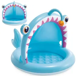 Fishing Angler Baby Pool with Canopy 102 x 94 cm, colorful kids pool for outdoor fun