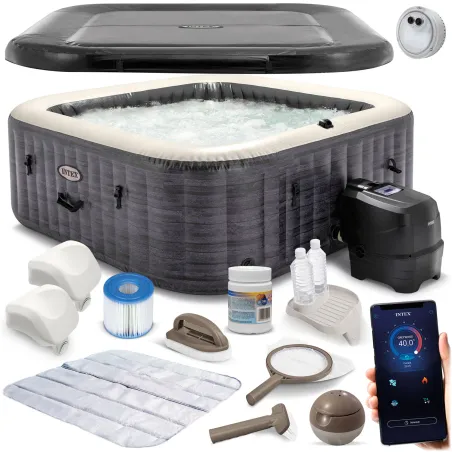 Inflatable hot tub for 4 people, relaxing hydromassage experience in your backyard