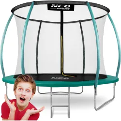 Neo-Sport Garden Trampoline 8ft/252cm with Net, Profiled Poles and Ladder