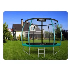 Green 10ft garden trampoline, a stylish addition to your garden, safe for kids