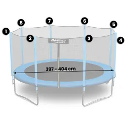 404 cm trampoline net, stylish design, perfect for outdoor use
