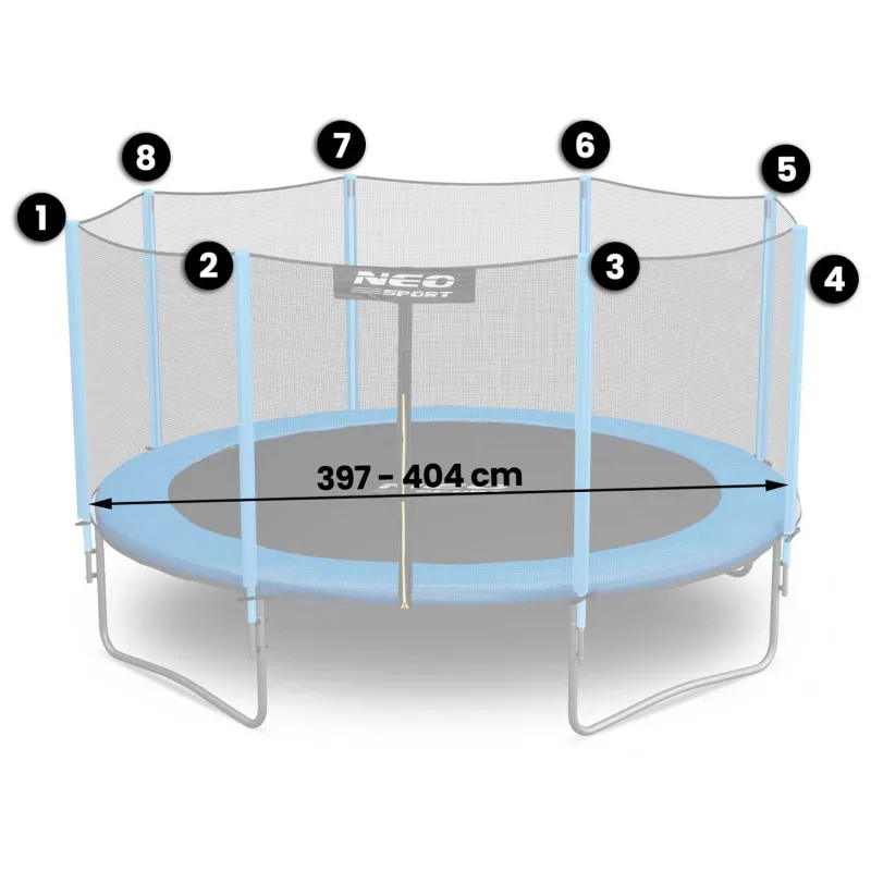 404 cm trampoline net, stylish design, perfect for outdoor use