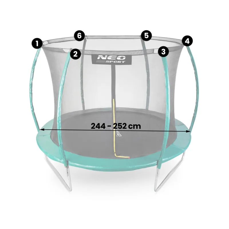 Inner net for 252 cm trampolines, perfect for outdoor use