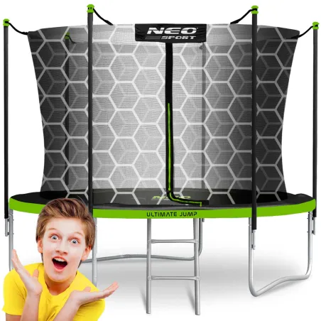 8ft garden trampoline with inner net and ladder for safe outdoor fun