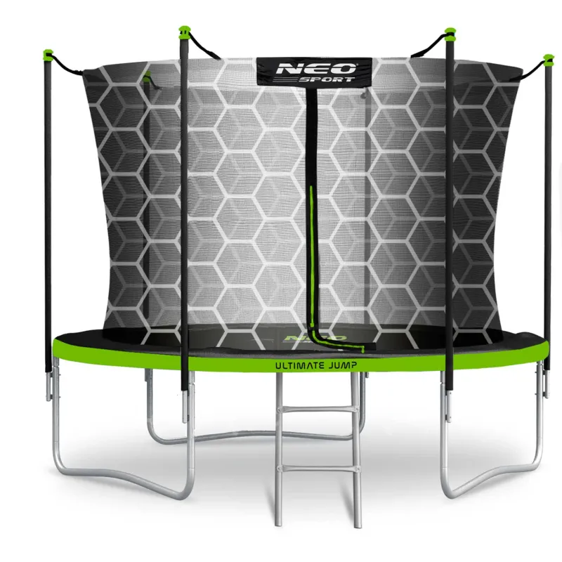 Green 8ft garden trampoline, perfect for outdoor play and exercise