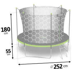 8ft trampoline with safety certification, perfect for family use
