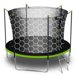 10ft garden trampoline made of strong steel, ensuring safety while jumping