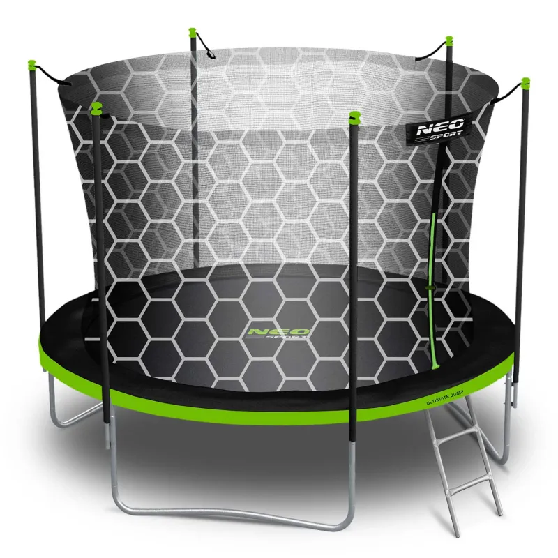 10ft garden trampoline made of strong steel, ensuring safety while jumping