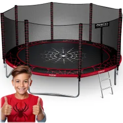 Neo-Sport Garden Trampoline 14ft/435cm with External Net and Ladder