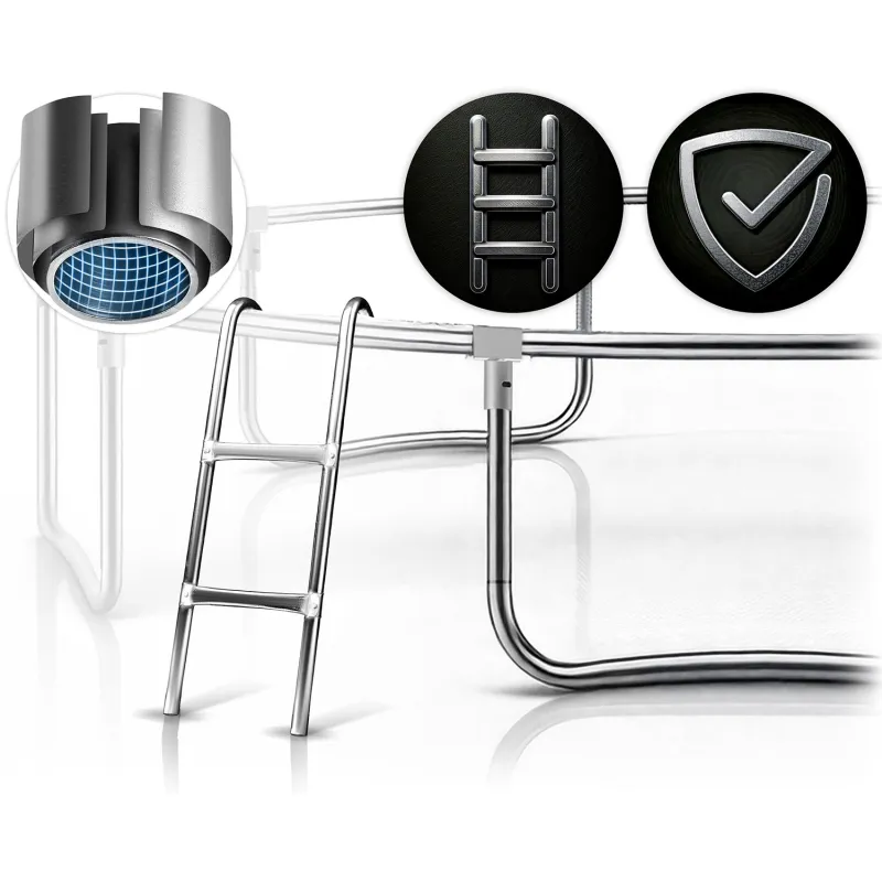 Trampolines with ladder, easy access for jumping, garden accessories