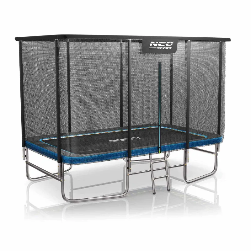 Green rectangular garden trampoline 12x8ft with safety net Neo-Sport