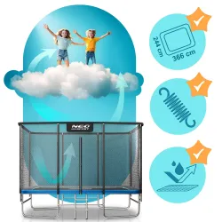 12x8ft garden trampoline with sturdy steel frame and safety net Neo-Sport