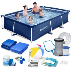 Garden frame pool 259x170x61 cm with 15-in-1 set for outdoor use