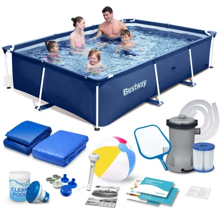 Garden frame pool 259x170x61 cm with 15-in-1 set for outdoor use