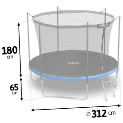 10ft garden trampoline with net, ensures safety while jumping