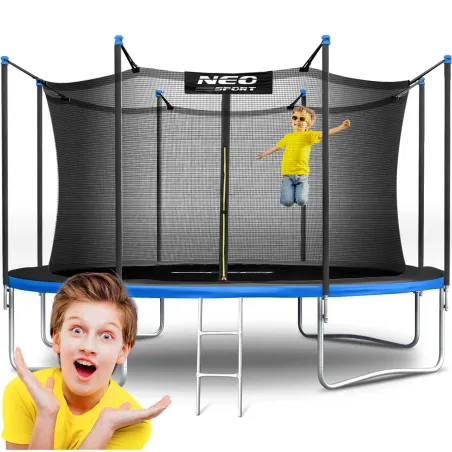 Garden trampoline 12ft with safety net and ladder for outdoor fun and exercise