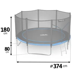 12ft trampoline with safety net, made from durable materials for child safety