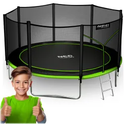 Neo-Sport Garden Trampoline 13ft/404cm with External Net and Ladder