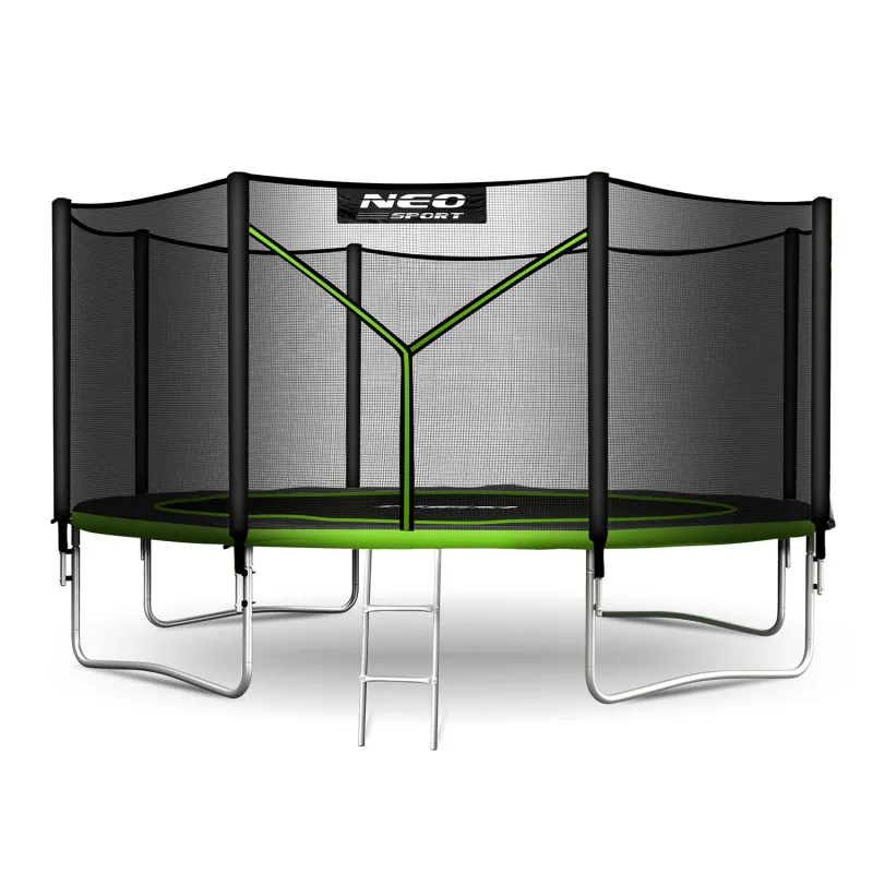 Green 13ft garden trampoline, perfect for family gatherings and outdoor activities