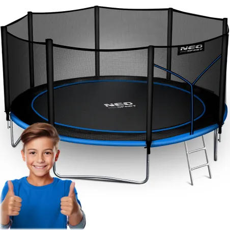 14ft garden trampoline with safety net and ladder, perfect for outdoor fun