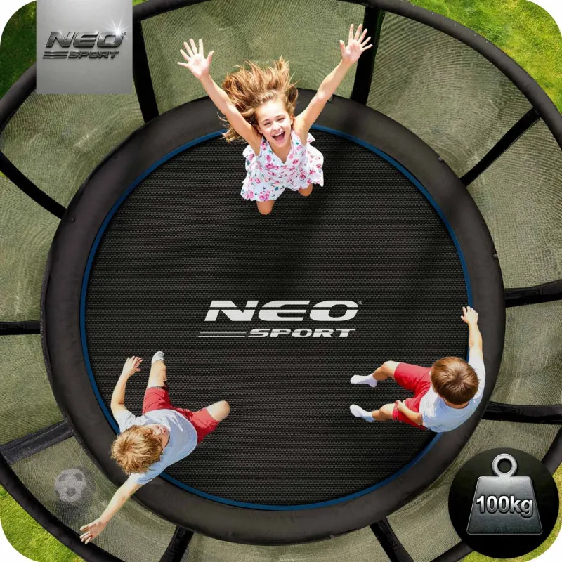 8ft garden trampoline with sturdy steel frame, ensuring safety while jumping
