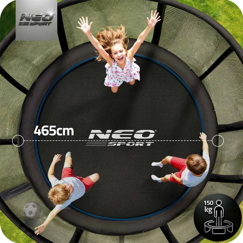15ft garden trampoline with strong net, safe fun for kids