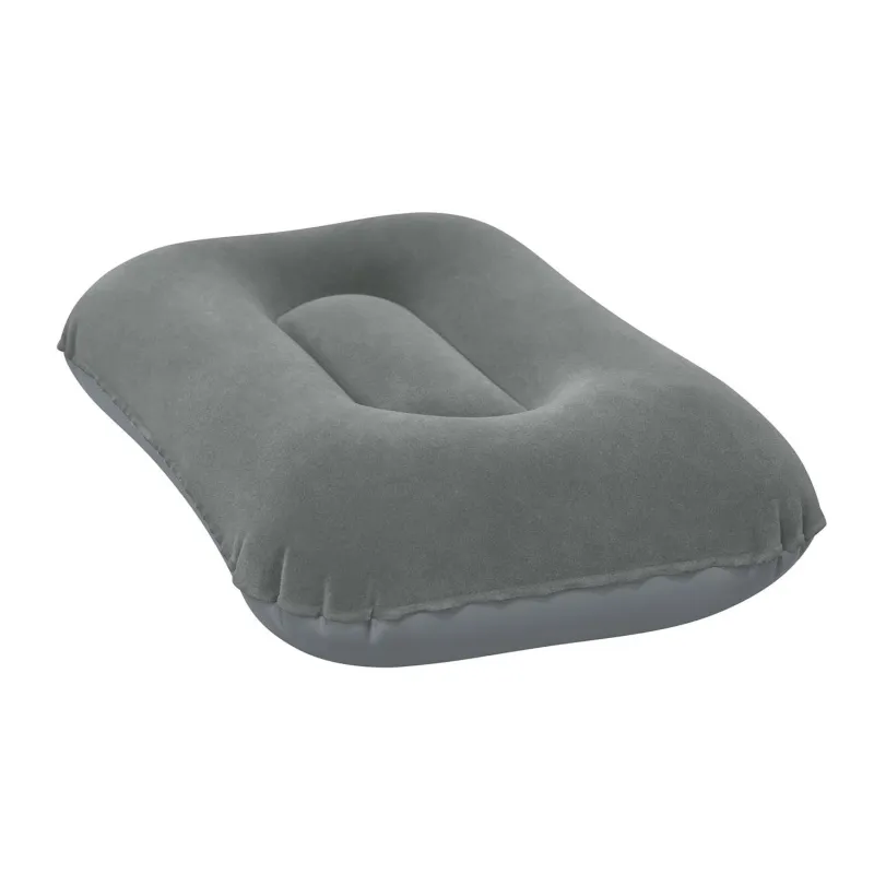 Navy blue velvet inflatable pillow 42 x 26 cm, great for outdoor use