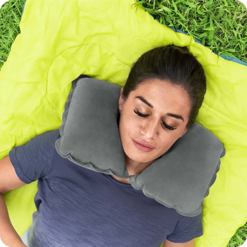 Grey travel pillow, perfect for relaxation on the go
