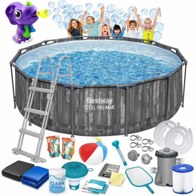18w1 frame pool 366 x 100 cm with bubble machine, perfect for outdoor fun