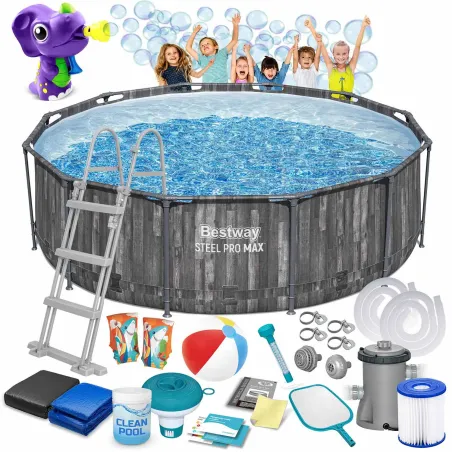 18w1 frame pool 366 x 100 cm with bubble machine, perfect for outdoor fun