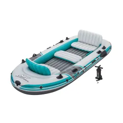 Blue inflatable boat, perfect for water recreation and fun