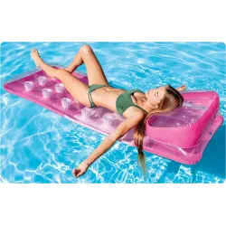 Soft material orange pool float, great for relaxing on the water