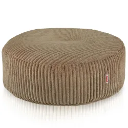 Round footstool and extra seat in soft corduroy