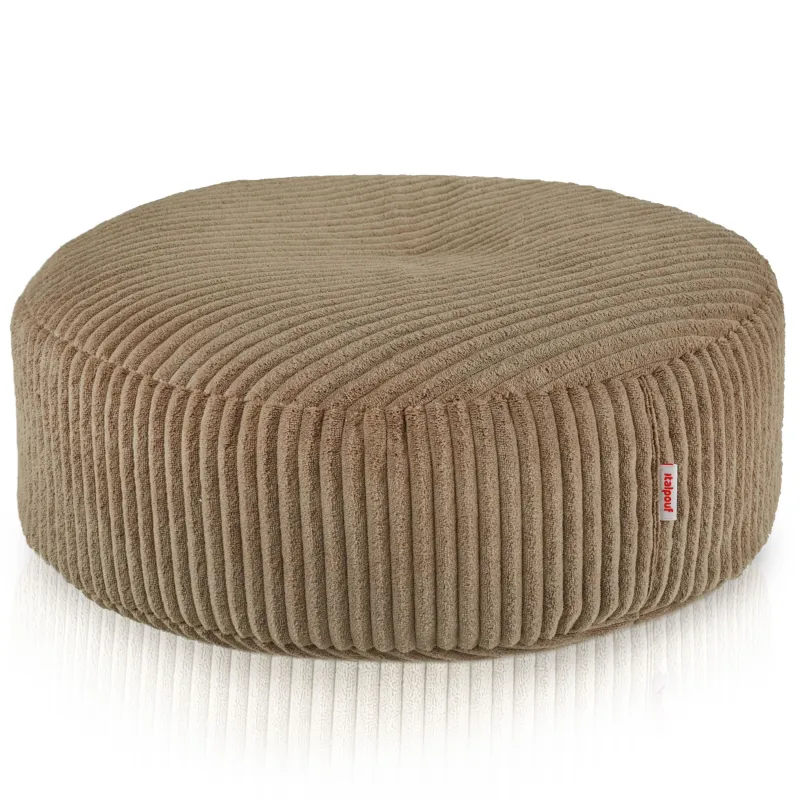 Round footstool and extra seat in soft corduroy