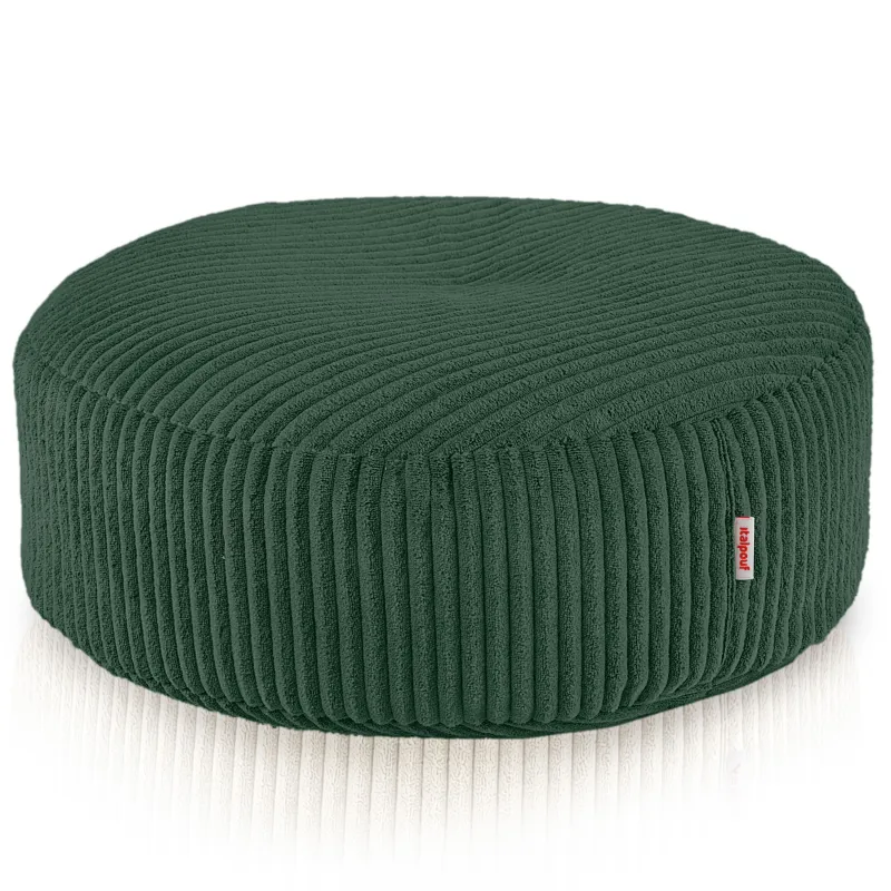 Round footstool and extra seat in soft corduroy