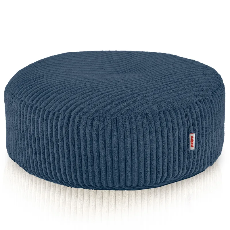 Round footstool and extra seat in soft corduroy