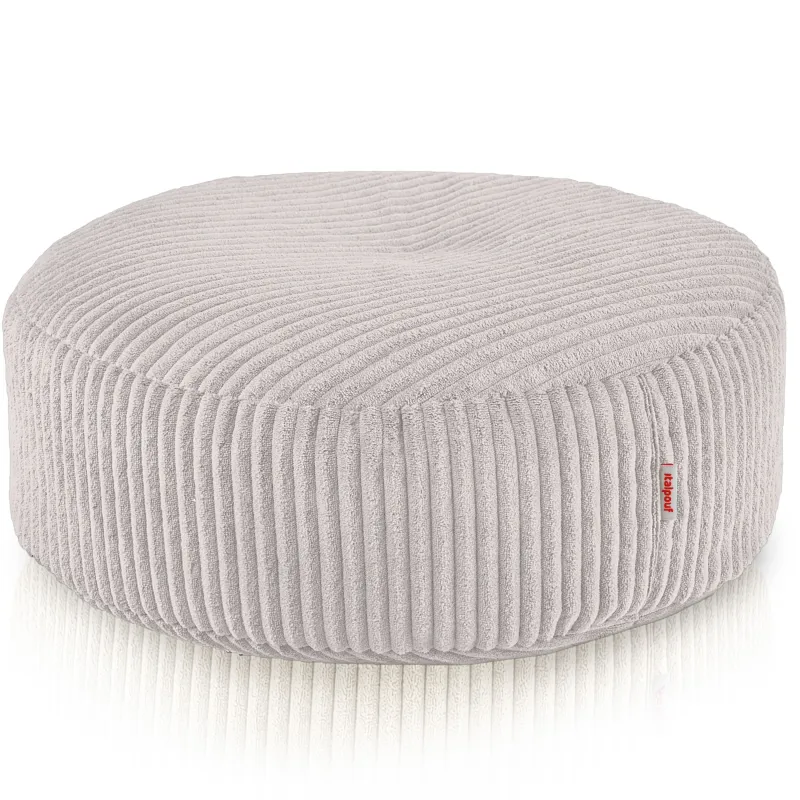 Round footstool and extra seat in soft corduroy