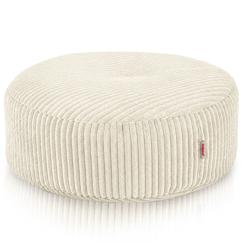 Round footstool and extra seat in soft corduroy