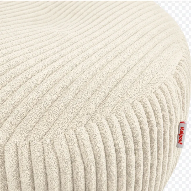 Round footstool and extra seat in soft corduroy