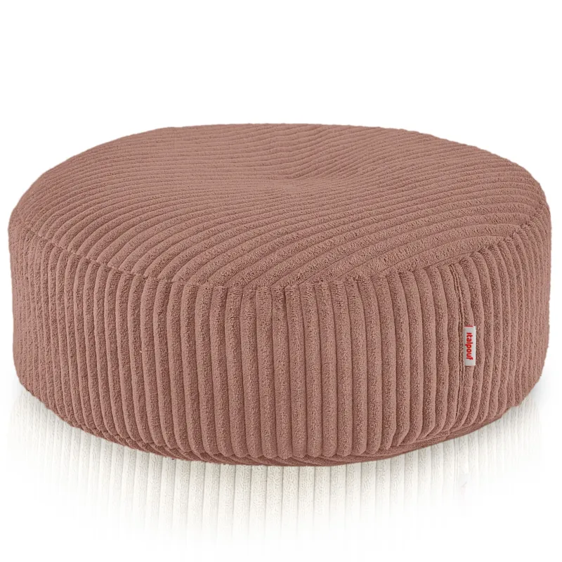 Round footstool and extra seat in soft corduroy