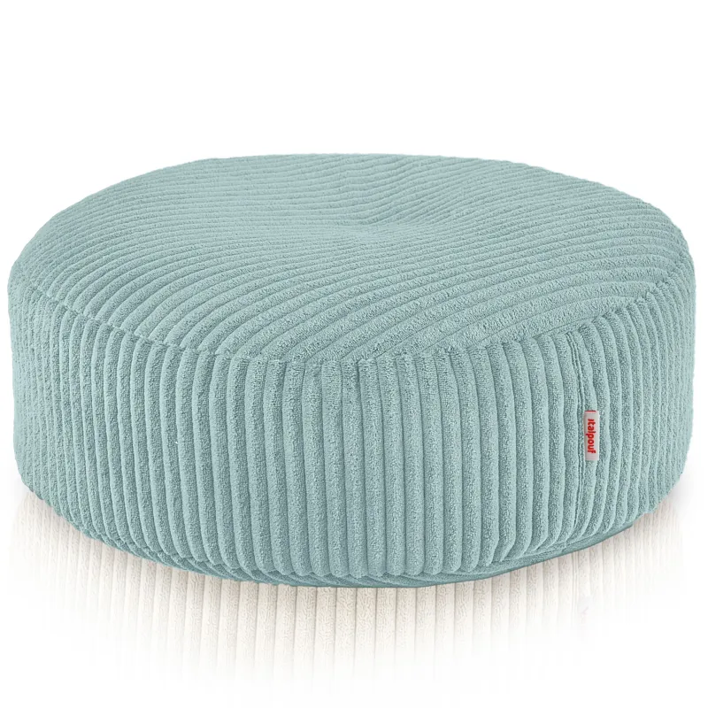 Round footstool and extra seat in soft corduroy