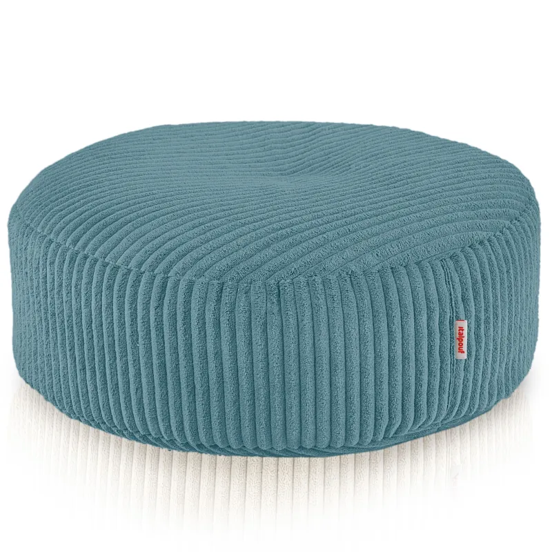 Round footstool and extra seat in soft corduroy