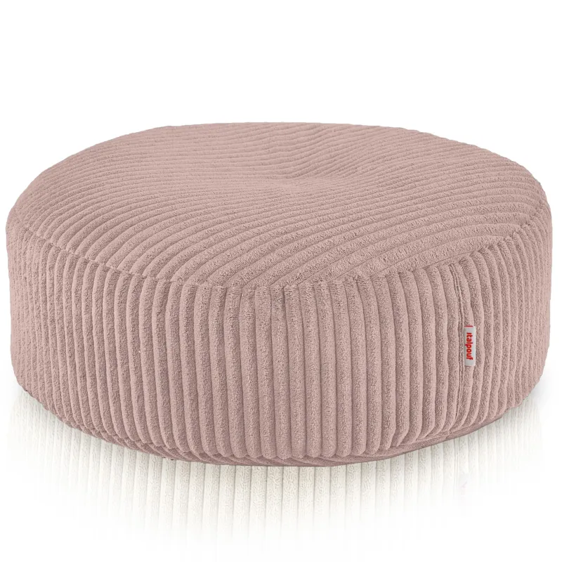 Round footstool and extra seat in soft corduroy