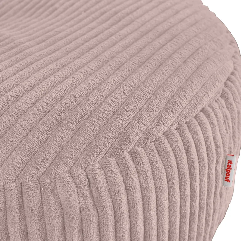 Round footstool and extra seat in soft corduroy